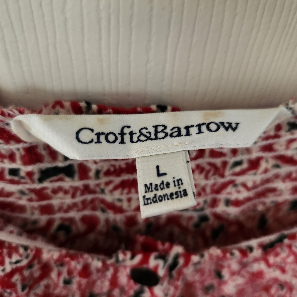 Croft & Barrow Red and White Patterned Blouse - Picture 2 of 4